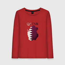 Лонгслив хлопковый женский Qatar map, цвет: красный