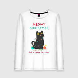 Женский лонгслив Meowy Christmas and a happy purr year