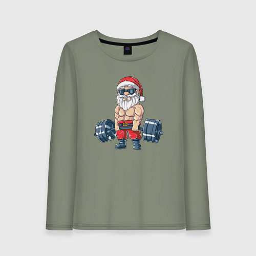Женский лонгслив Санта силач / Авокадо – фото 1