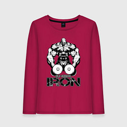Лонгслив хлопковый женский Old school iron, цвет: маджента