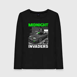 Лонгслив хлопковый женский Midnight inviders - Toyota Supra, цвет: черный