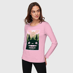 Лонгслив хлопковый женский Totoro poster, цвет: светло-розовый — фото 2