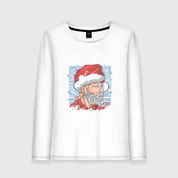 Лонгслив хлопковый женский Claus christmas, цвет: белый