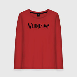 Лонгслив хлопковый женский Logo black Wednesday, цвет: красный