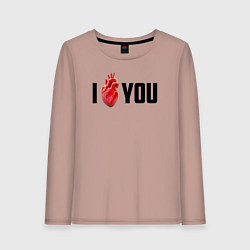 Лонгслив хлопковый женский I love you - прикол, цвет: пыльно-розовый