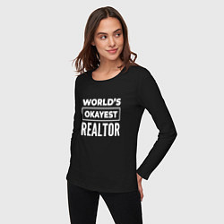 Лонгслив хлопковый женский Worlds okayest realtor, цвет: черный — фото 2