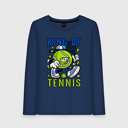 Лонгслив хлопковый женский Король тенниса мяч с ракеткой, цвет: тёмно-синий