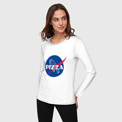 Лонгслив хлопковый женский Nasa - pizza, цвет: белый — фото 2
