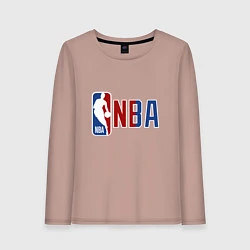 Лонгслив хлопковый женский NBA - big logo, цвет: пыльно-розовый