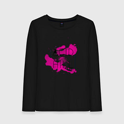 Лонгслив хлопковый женский Acid hill pink, цвет: черный