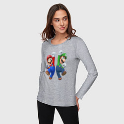 Лонгслив хлопковый женский Марио и Луиджи, цвет: меланж — фото 2