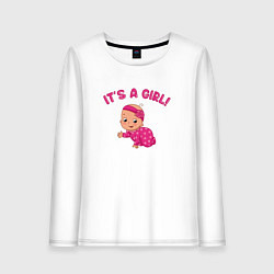 Лонгслив хлопковый женский Это девочка!, цвет: белый