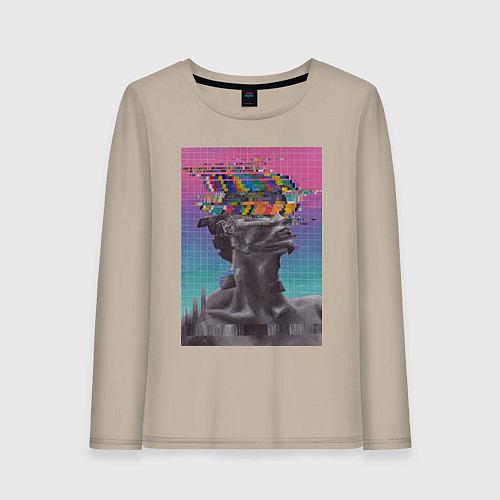 Женский лонгслив Скульптура glitch art / Миндальный – фото 1