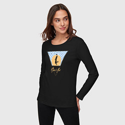 Лонгслив хлопковый женский Рука бога, цвет: черный — фото 2