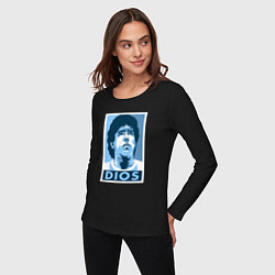 Лонгслив хлопковый женский Dios Maradona, цвет: черный — фото 2