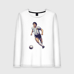 Лонгслив хлопковый женский Maradona football, цвет: белый