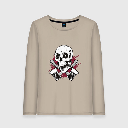 Женский лонгслив Череп и топорики / Миндальный – фото 1