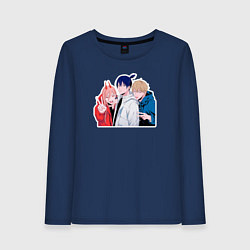 Лонгслив хлопковый женский Aki & Pоwer & Denji, цвет: тёмно-синий