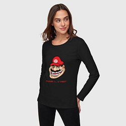 Лонгслив хлопковый женский Mario player 1, цвет: черный — фото 2