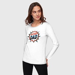 Лонгслив хлопковый женский Super dad, цвет: белый — фото 2