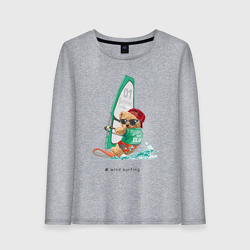 Женский лонгслив Wind surfing bear / Меланж – фото 1