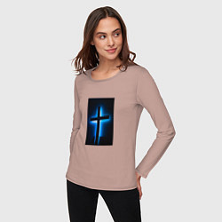 Лонгслив хлопковый женский Неоновый Крест, цвет: пыльно-розовый — фото 2