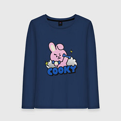 Лонгслив хлопковый женский Cooky BT21 Jungkook, цвет: тёмно-синий