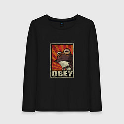Лонгслив хлопковый женский Obey frog, цвет: черный