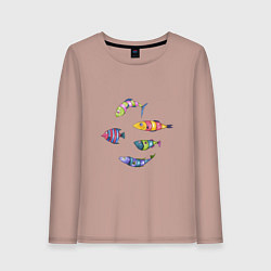 Лонгслив хлопковый женский Пять полосатых рыбок, цвет: пыльно-розовый