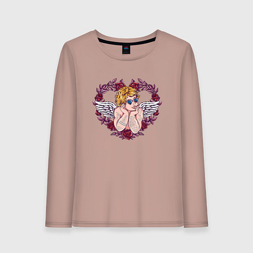 Женский лонгслив Ангел любви / Пыльно-розовый – фото 1
