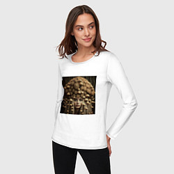 Лонгслив хлопковый женский Девушка гриб, цвет: белый — фото 2