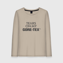 Лонгслив хлопковый женский Tears on my GORETEX, цвет: миндальный