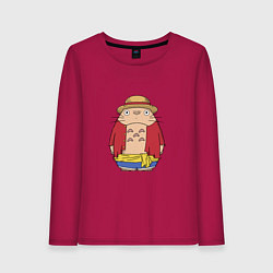 Лонгслив хлопковый женский Totoro Luffy, цвет: маджента