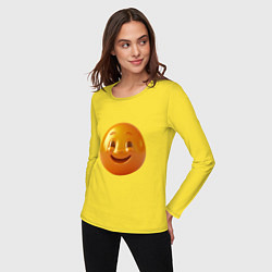 Лонгслив хлопковый женский Смайлик-улыбка, цвет: желтый — фото 2