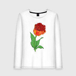 Лонгслив хлопковый женский Весенний тюльпан, цвет: белый