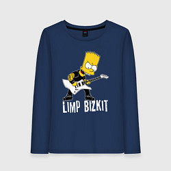Лонгслив хлопковый женский Limp Bizkit Барт Симпсон рокер, цвет: тёмно-синий