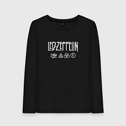 Лонгслив хлопковый женский Led Zeppelin символы, цвет: черный