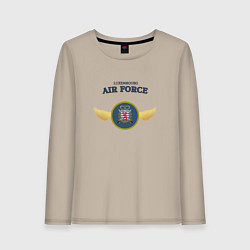 Лонгслив хлопковый женский Военно воздушные силы княжества Люксембург, цвет: миндальный