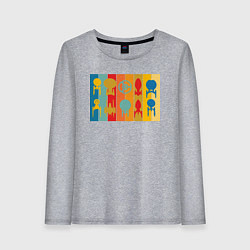 Лонгслив хлопковый женский Звездный путь корабли, цвет: меланж