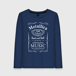 Лонгслив хлопковый женский Metallica в стиле Jack Daniels, цвет: тёмно-синий