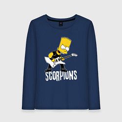 Лонгслив хлопковый женский Scorpions Барт Симпсон рокер, цвет: тёмно-синий