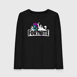 Лонгслив хлопковый женский Лошадка fortnite, цвет: черный