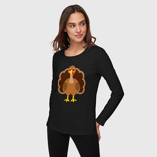 Женский лонгслив Turkey bird / Черный – фото 3