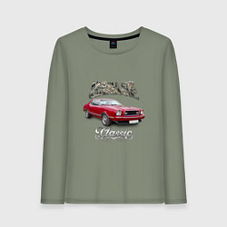 Лонгслив хлопковый женский Маслкар Ford Mustang, цвет: авокадо