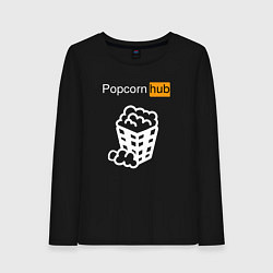 Лонгслив хлопковый женский Popocorn hub, цвет: черный