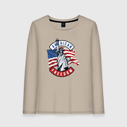Лонгслив хлопковый женский American freedom, цвет: миндальный