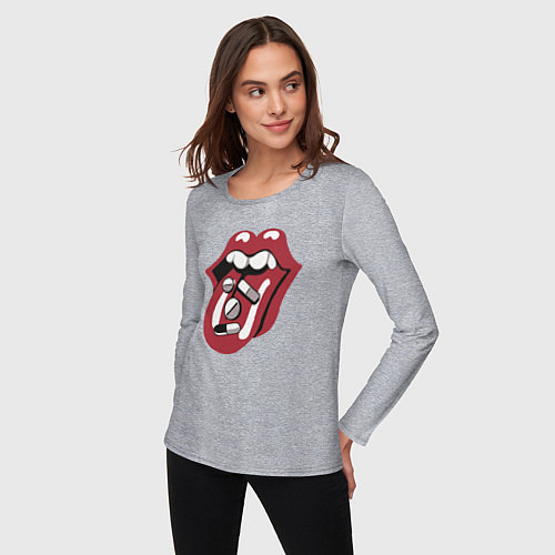 Женский лонгслив Rolling stones pills / Меланж – фото 3