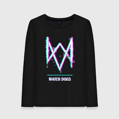 Женский лонгслив Watch Dogs в стиле glitch и баги графики / Черный – фото 1
