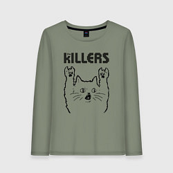 Лонгслив хлопковый женский The Killers - rock cat, цвет: авокадо