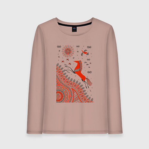 Женский лонгслив Мезенский конь / Пыльно-розовый – фото 1